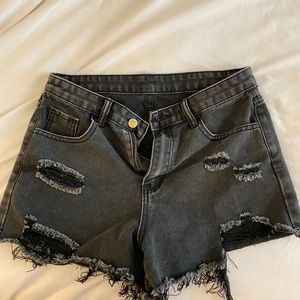 black denim shorts
